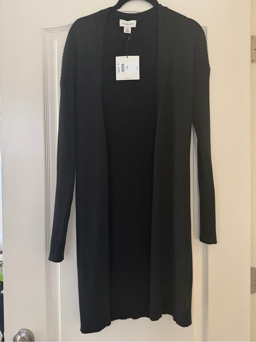 Calvin Klein ribbed cotton long duster cardigan